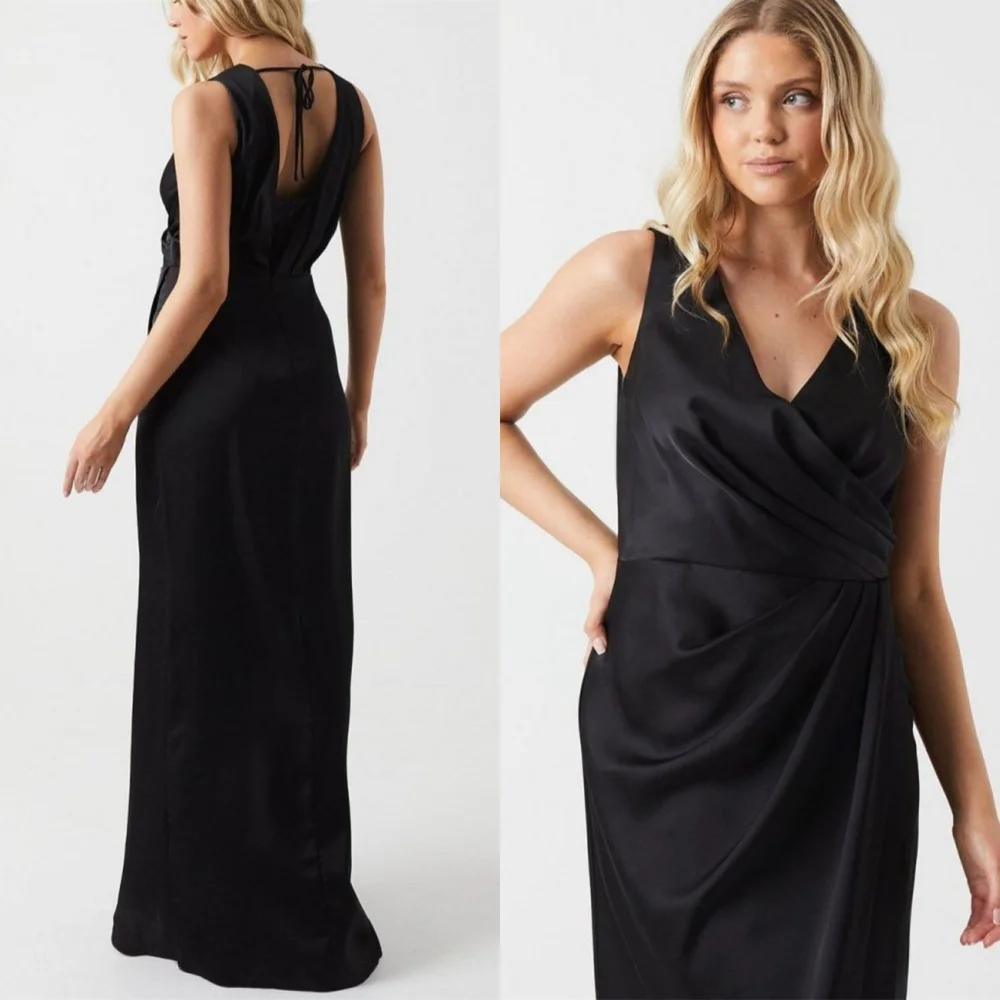 Customized Simple Black Satin Evening Dresses Exquisite V-Neck Sleeveless Homecoming Dresses Sexy Special Occasion Gowns
Customized Simple Black Satin Evening Dresses Exquisite V-Neck Sleeveless Homecoming Dresses Sexy Special Occasion Gowns