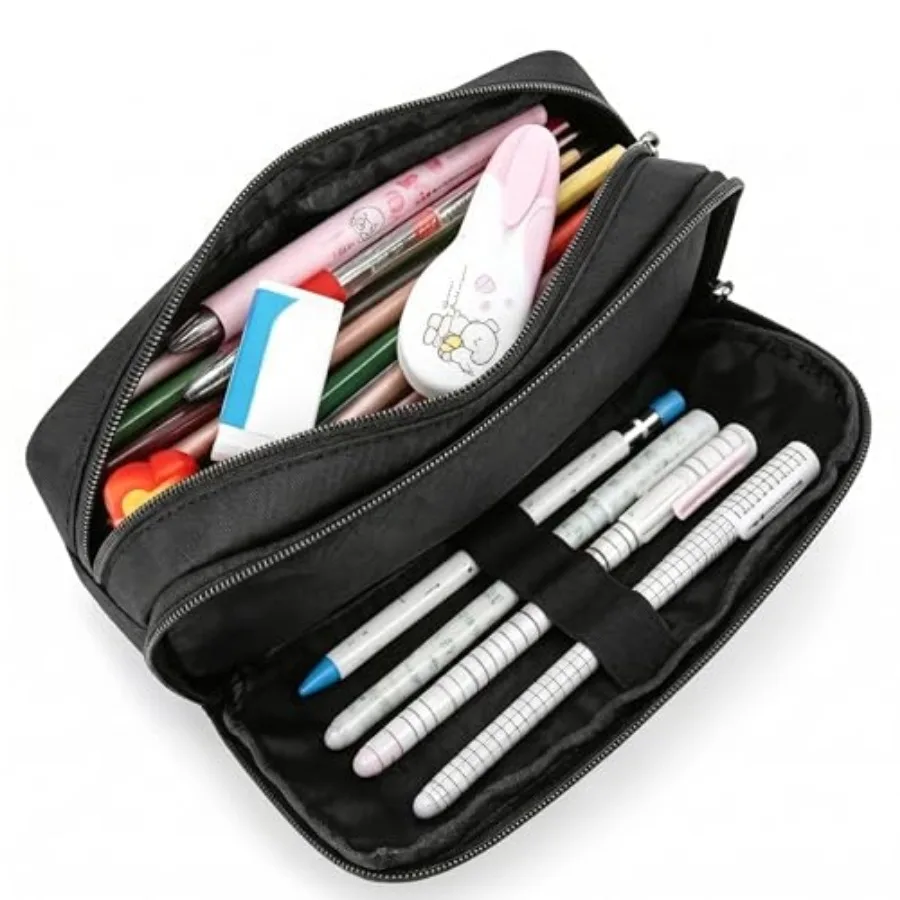 Large Pencil Case Big Capacity Pencil Pouch with 2 Compartments Office Pencil Bag with Zipper Big Pen Case for Adults 01-Black
Large Pencil Case Big Capacity Pencil Pouch with 2 Compartments Office Pencil Bag with Zipper Big Pen Case for Adults 01-Black