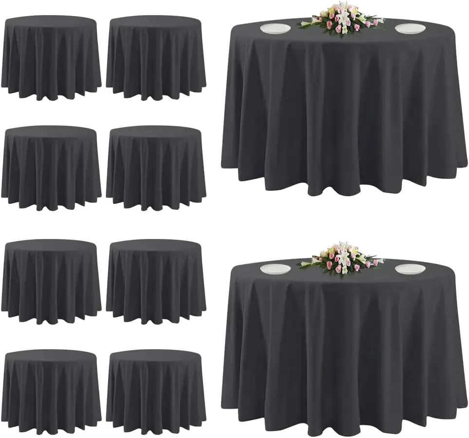 10 Pack Black Round Tablecloths, 120 Inch Stain Resistant and Wrinkle Polyester Fabric Washable Table Clothes Cover
10 Pack Black Round Tablecloths, 120 Inch Stain Resistant and Wrinkle Polyester Fabric Washable Table Clothes Cover