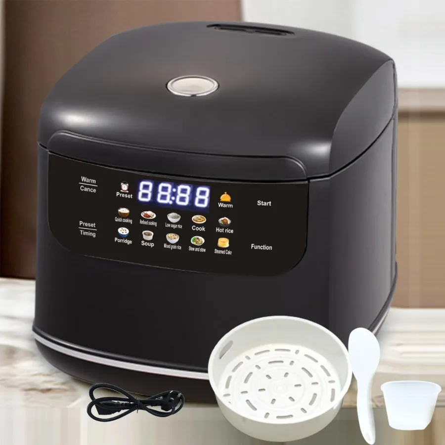 Mini Portable Smart Rice Cooker 2L with 5 Cups Cooked Capacity and 3 Cups Uncooked Capacity 400W Non-Stick Cooking Surface 24-H
