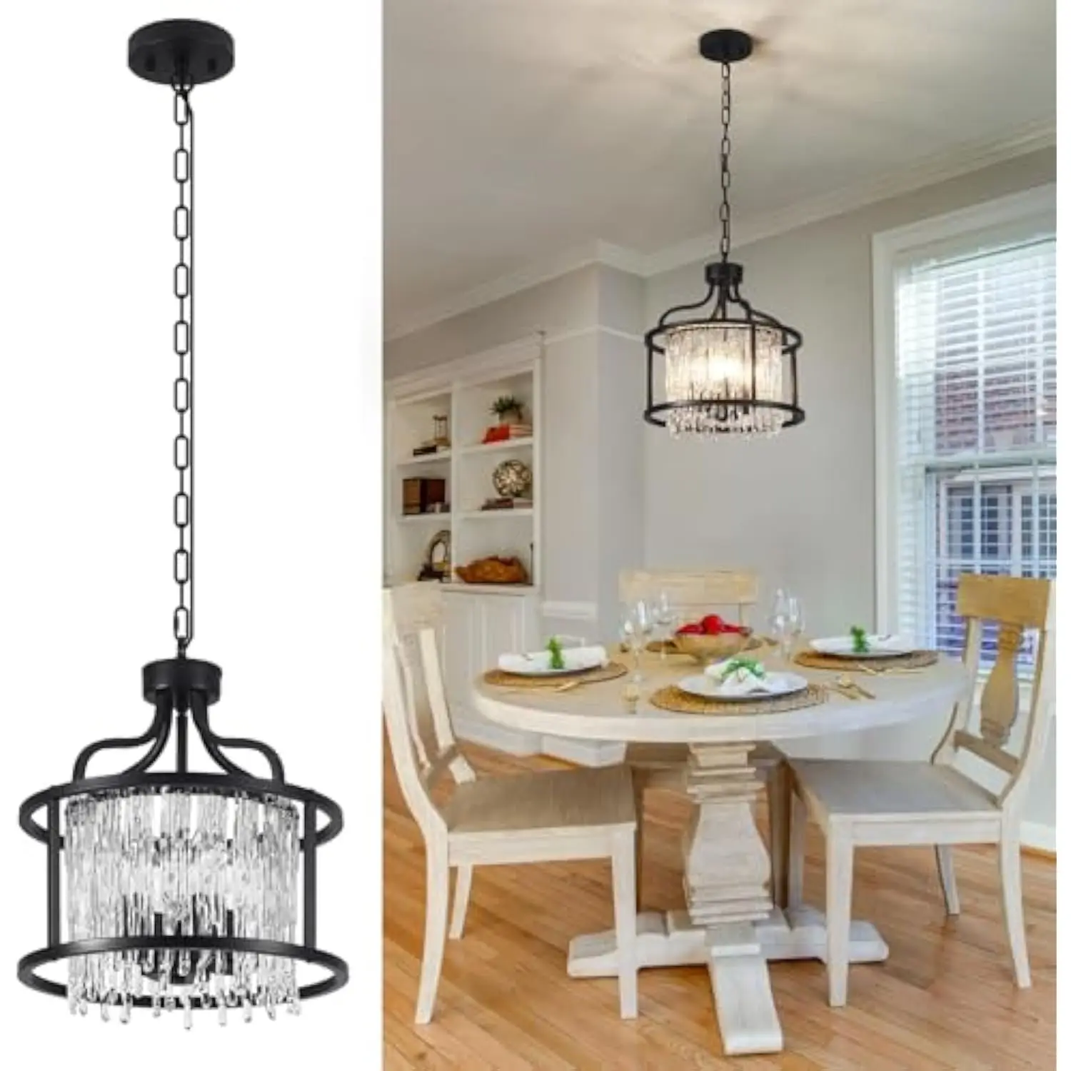 Crystal Chandeliers, 4-Light Modern Crystal Pendant Light Fixture, 12.59Inches Matte Black Small Hanging Lighting Mini Chandeli
Crystal Chandeliers, 4-Light Modern Crystal Pendant Light Fixture, 12.59Inches Matte Black Small Hanging Lighting Mini Chandeli