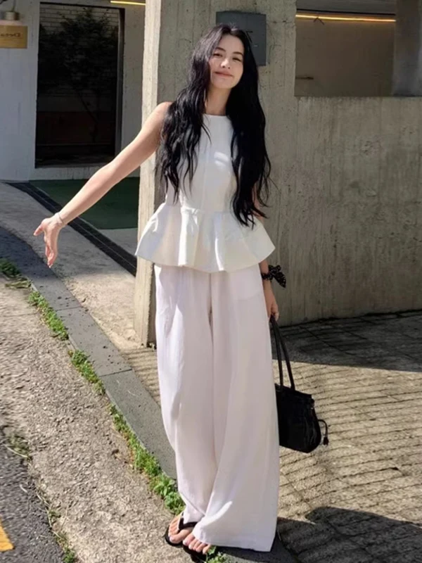 Slimming Asymmetrical Sweet And Spicy Sle Wide Leg Pants Set with Blouse Svel Outerwear Chic Summer New Arrival
Slimming Asymmetrical Sweet And Spicy Sle Wide Leg Pants Set with Blouse Svel Outerwear Chic Summer New Arrival