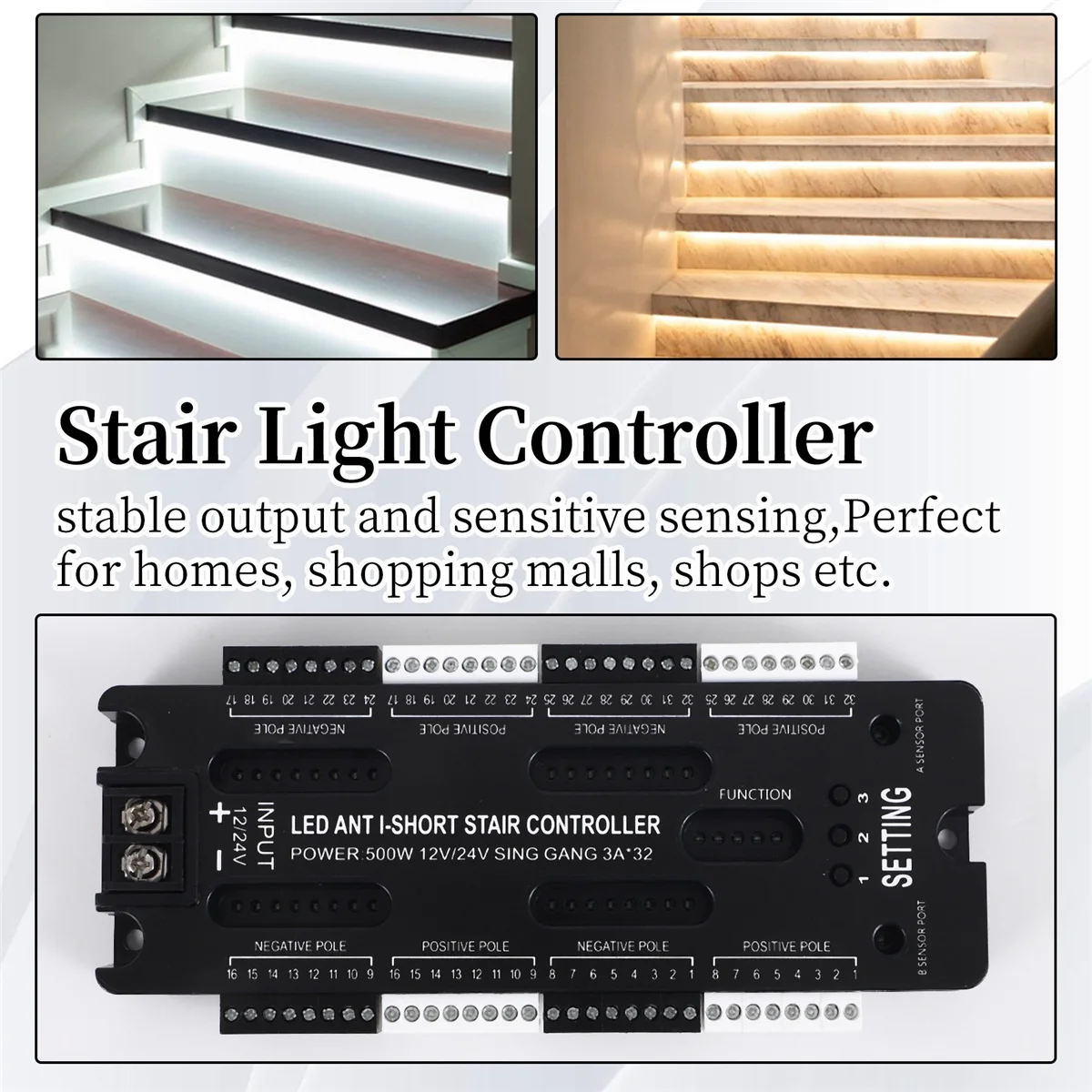 【CHYY HOT】для лестниц Гибкая полоса Внутренний светодиодный датчик движения 32 канала Регулируемая яркость DC 12 В 24 В Контроллер лестничного освещения
【CHYY HOT】для лестниц Гибкая полоса Внутренний светодиодный датчик движения 32 канала Регулируемая яркость DC 12 В 24 В Контроллер лестничного освещения