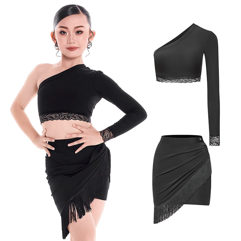 2026 Slant Shoulder Single Sleeve Top Tassels Skirt Latin Dance Performance Costumes Girls Chacha Rumba Training Wear DN23510
2026 Slant Shoulder Single Sleeve Top Tassels Skirt Latin Dance Performance Costumes Girls Chacha Rumba Training Wear DN23510