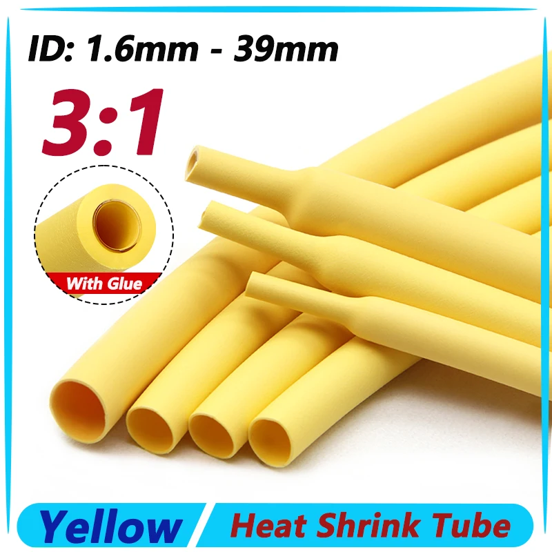 1~10m Yellow 3:1 Heat Shrink Tubing With Glue Diameter 1.6~39mm Dual Wall Adhensive Polyolefin Sleeve Lined Wire Cable Protector
1~10m Yellow 3:1 Heat Shrink Tubing With Glue Diameter 1.6~39mm Dual Wall Adhensive Polyolefin Sleeve Lined Wire Cable Protector