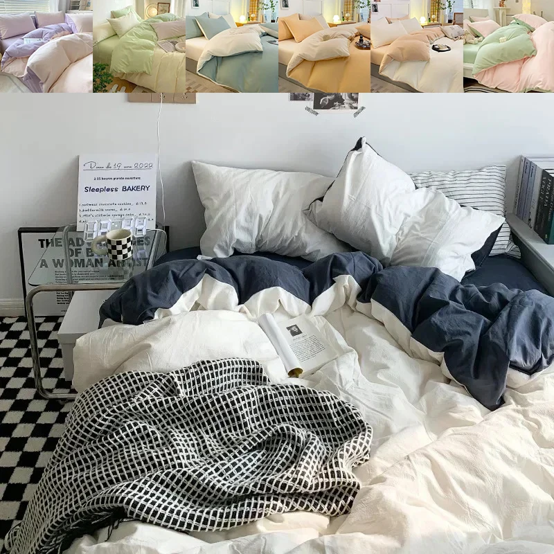 Solid Color Double Couple Duvet Cover Double-sided Nordic Simplicity Soft Quilt Cover Comfort Bedding Product Housse De Couette
Solid Color Double Couple Duvet Cover Double-sided Nordic Simplicity Soft Quilt Cover Comfort Bedding Product Housse De Couette