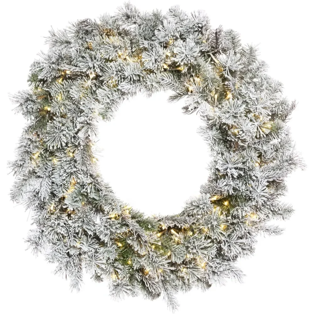 36" Flocked Kiana Artificial Christmas Wreath, Warm White Wide Angle 3mm Low Voltage LED Lights
36" Flocked Kiana Artificial Christmas Wreath, Warm White Wide Angle 3mm Low Voltage LED Lights