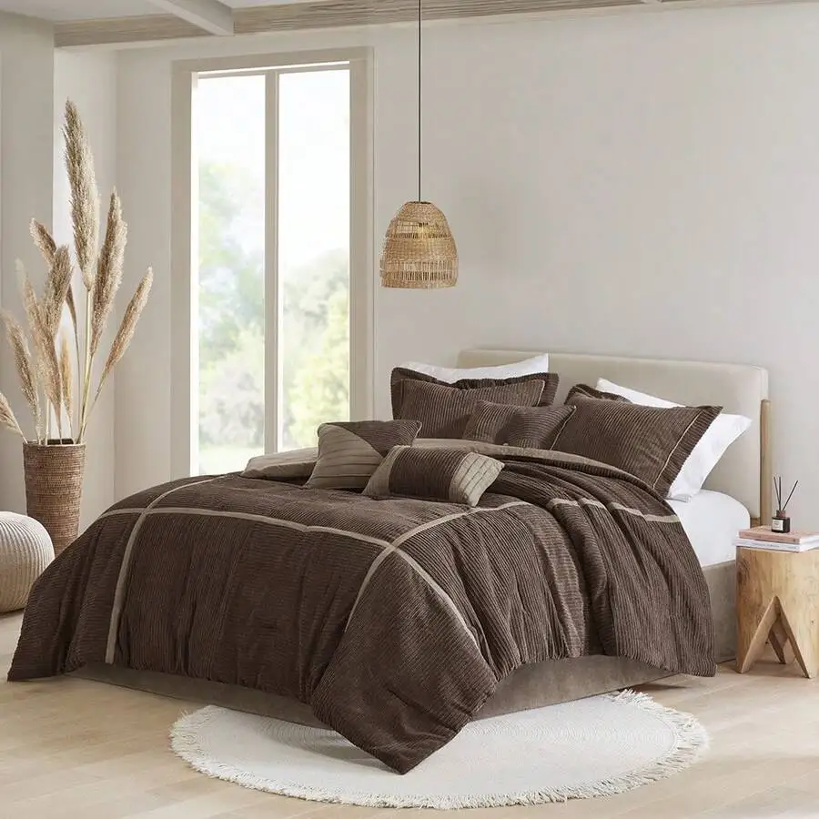 Madison Park Dallas 7pcs/Set Cozy Comforter Set Casual Blocks Design All Season, Matching Bed Skirt, Decorative Pillows,
Madison Park Dallas 7pcs/Set Cozy Comforter Set Casual Blocks Design All Season, Matching Bed Skirt, Decorative Pillows,
