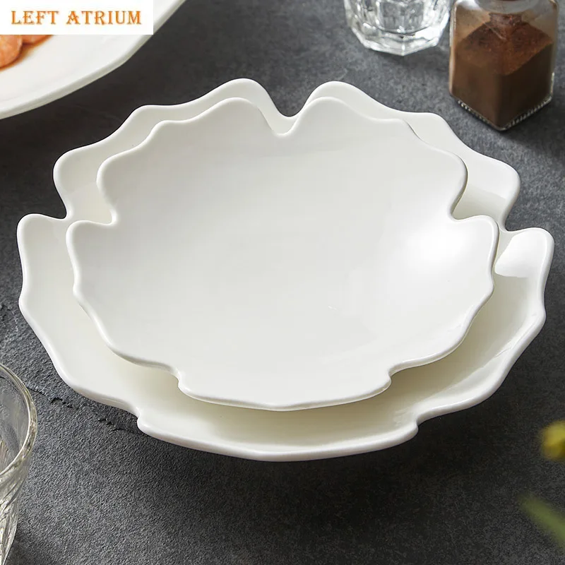 Solid Color Ceramic Plates, Irregular Maple Leaf Shaped Dessert Plates, Salad Plates, High-end Restaurant Specialty Dishes
Solid Color Ceramic Plates, Irregular Maple Leaf Shaped Dessert Plates, Salad Plates, High-end Restaurant Specialty Dishes