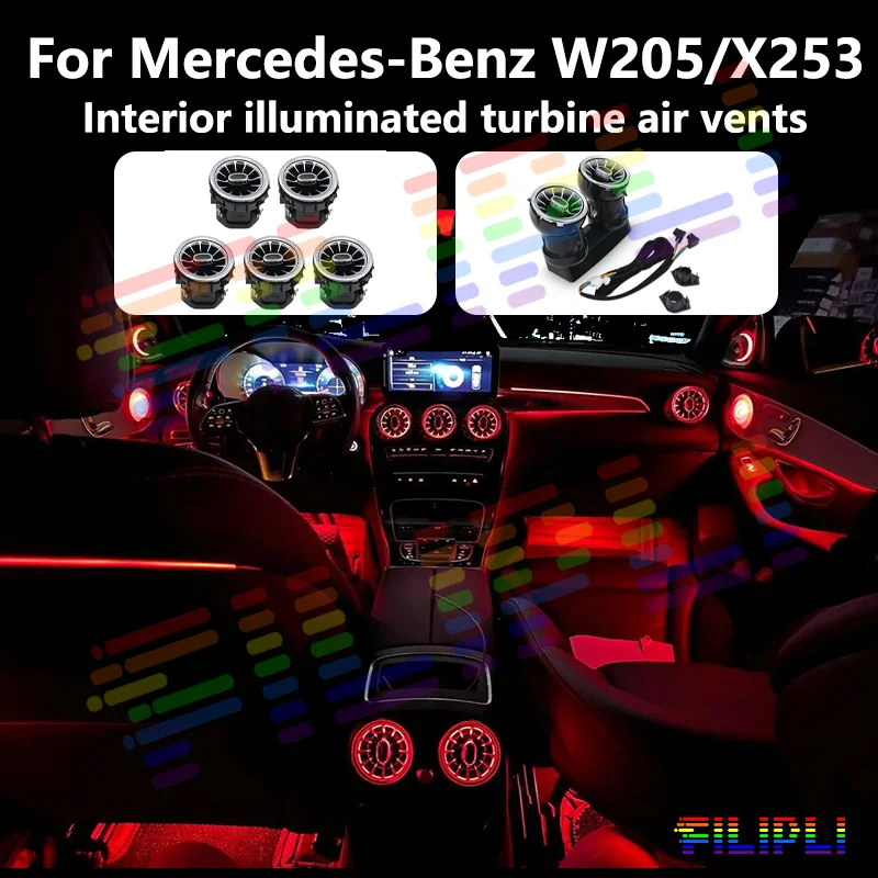 3/64 Colours For Mercedes-Benz LED Ambient Light GLC Class Coupe W205 C43 C63 X253 Interior illuminated turbine air vents
3/64 Colours For Mercedes-Benz LED Ambient Light GLC Class Coupe W205 C43 C63 X253 Interior illuminated turbine air vents