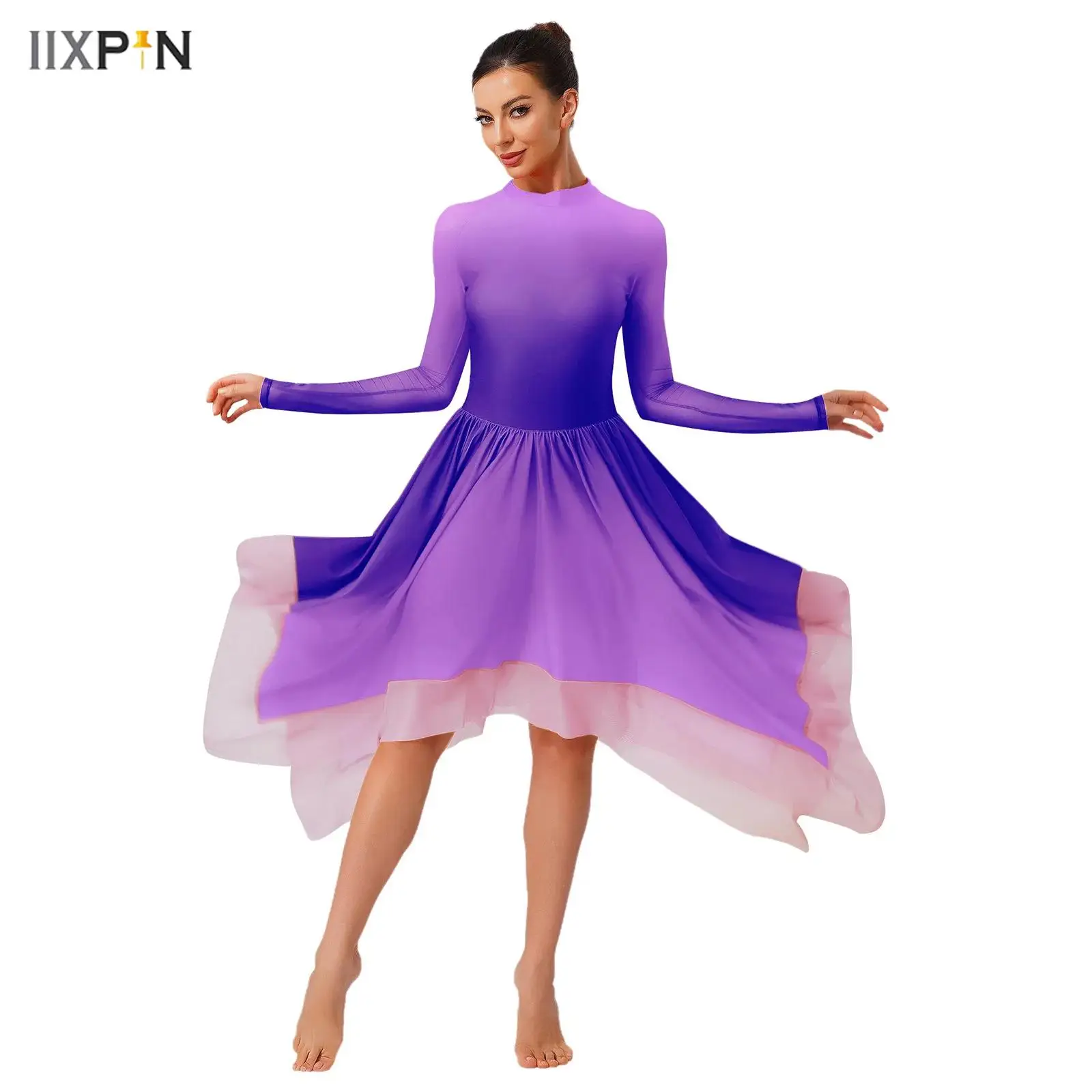 Gradient Lyrical Dance Dress Women's Long Sleeve Mesh Irregular Hem Back Keyhole Leotard Dresses for Figure Skating Modern Dance
Gradient Lyrical Dance Dress Women's Long Sleeve Mesh Irregular Hem Back Keyhole Leotard Dresses for Figure Skating Modern Dance