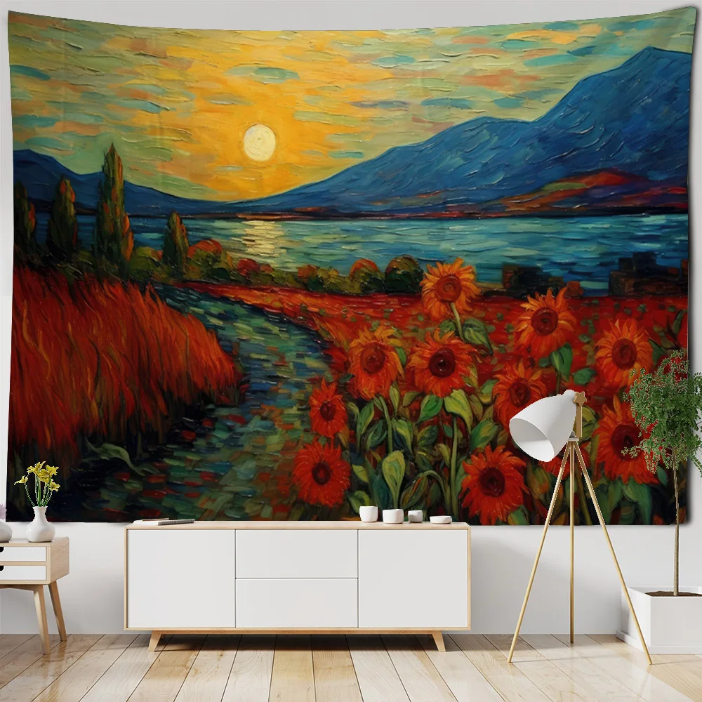 Landscape oil painting tapestry bedroom living room wall decoration blanket Bohemian home decoration fabric hanging painting
Landscape oil painting tapestry bedroom living room wall decoration blanket Bohemian home decoration fabric hanging painting