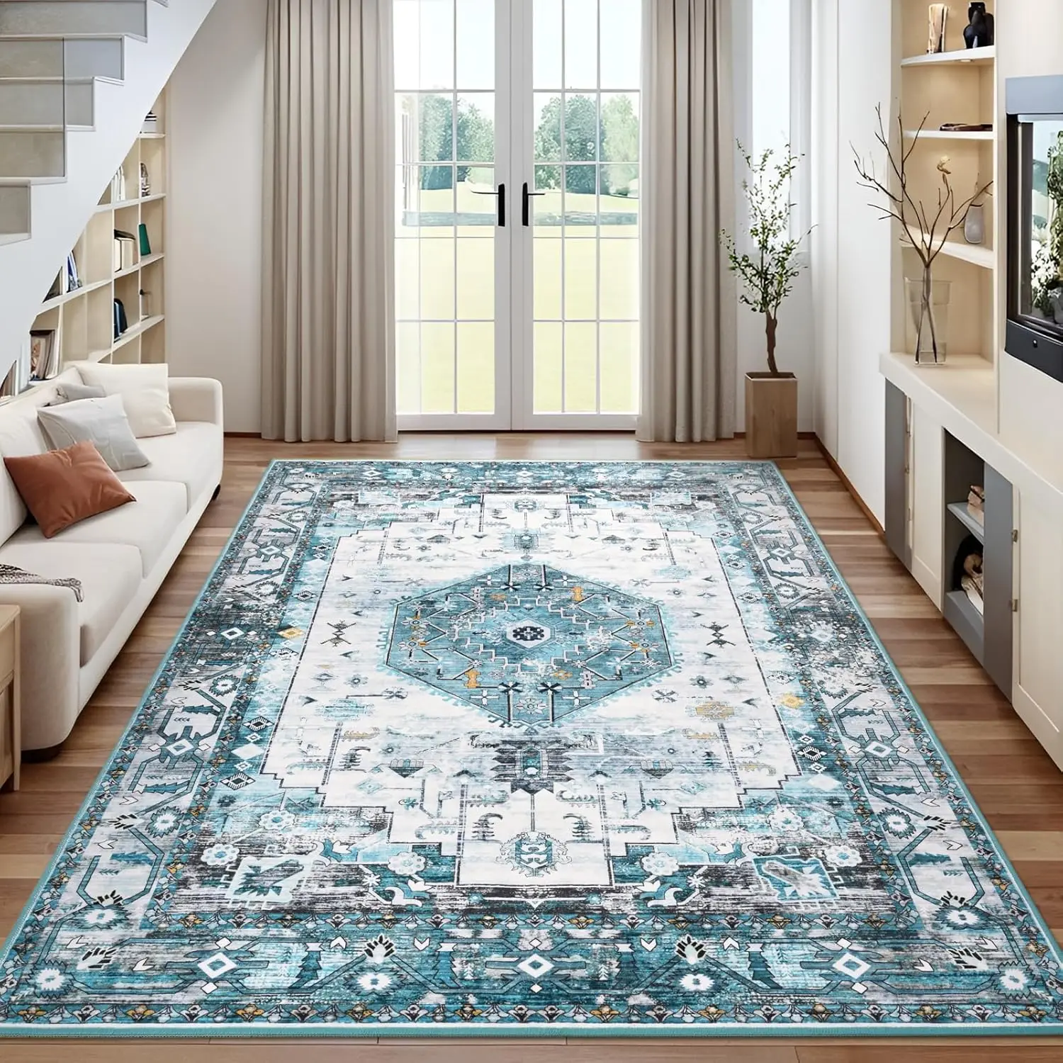 Large Area Rugs 6X9 Washable Rug, Blue Vintage Rug For Living Room, Non Slip Low Pile Rugs For Bedroom Dining Room, Thin Indoor
Large Area Rugs 6X9 Washable Rug, Blue Vintage Rug For Living Room, Non Slip Low Pile Rugs For Bedroom Dining Room, Thin Indoor