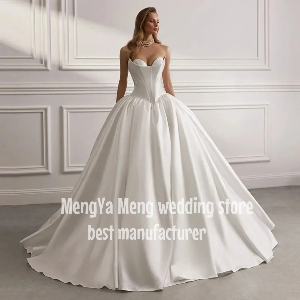 ZHUISHU Customized New Designs Sweethart Sleeveless Wedding Gown Satin Wedding Dresses Lace Up Bridal Gown vestidos de novia
ZHUISHU Customized New Designs Sweethart Sleeveless Wedding Gown Satin Wedding Dresses Lace Up Bridal Gown vestidos de novia