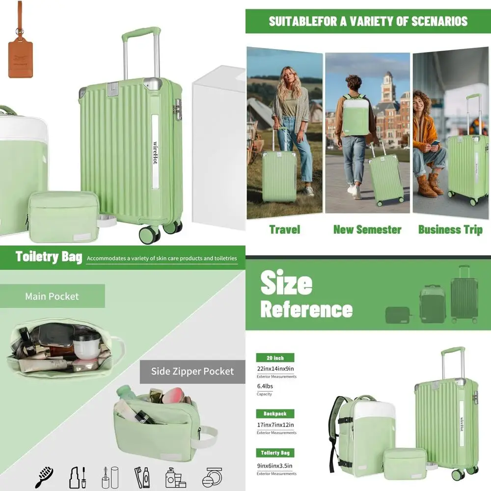 Чемодан ручной клади в винтажном стиле 20, с рюкзаком, корпус из АБС-пластика + ПК, зеленый авокадо
Чемодан ручной клади в винтажном стиле 20, с рюкзаком, корпус из АБС-пластика + ПК, зеленый авокадо