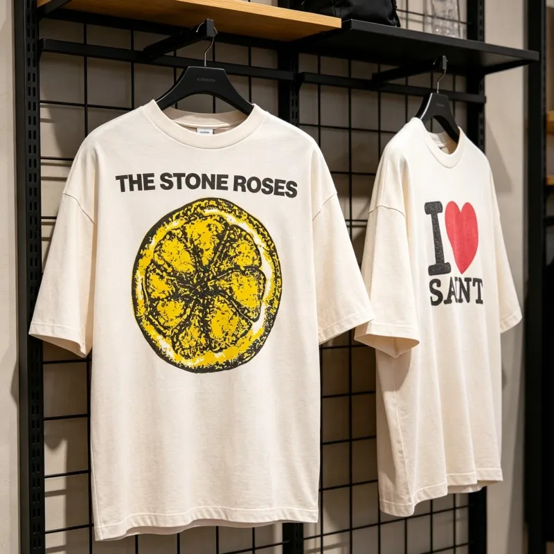 Washed White Saint Tshirts Lemon Graffiti Printed Heart Logo Breathable Cotton Round Neck Short Sleeve Men Women Street Outfit
Washed White Saint Tshirts Lemon Graffiti Printed Heart Logo Breathable Cotton Round Neck Short Sleeve Men Women Street Outfit