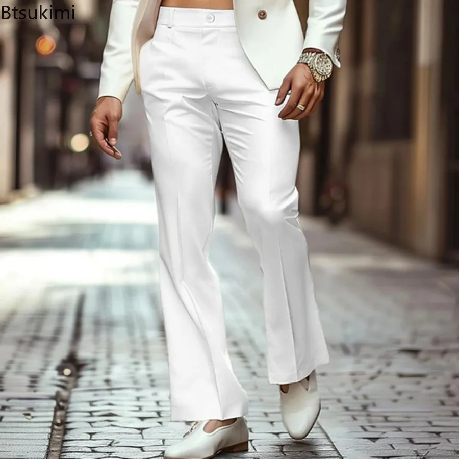 Spring New Men's Retro Flare Pants Solid Mid-Rise Suit Trousers Casual Classic 70s Men Bell Bottom Fashion Slim Men Dress Pants
Spring New Men's Retro Flare Pants Solid Mid-Rise Suit Trousers Casual Classic 70s Men Bell Bottom Fashion Slim Men Dress Pants