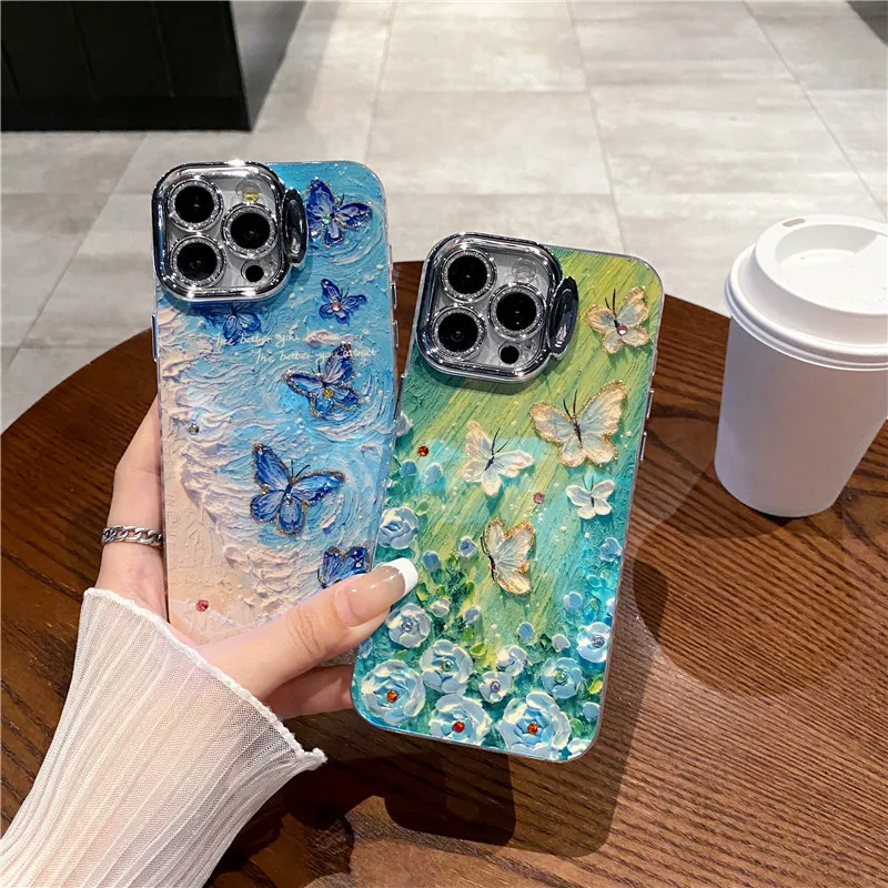 Luxury Glitter Oil Painting Butterfly Lens Stand Holder Phone Case For iPhone 16 15 14 13 12 11 Pro Max
Luxury Glitter Oil Painting Butterfly Lens Stand Holder Phone Case For iPhone 16 15 14 13 12 11 Pro Max