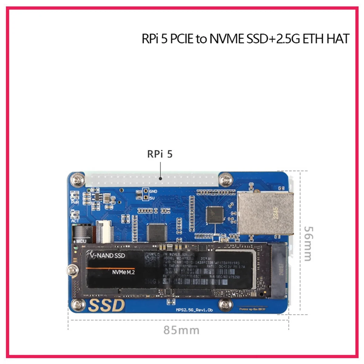 #351Z MPS2.5G for Raspberry Pi 5 PCIE to NVME SSD+2.5G ETH HAT RTL8125 Support RPi OS,Ubuntu, 2280,2242,2230 SSD (Blue)
#351Z MPS2.5G for Raspberry Pi 5 PCIE to NVME SSD+2.5G ETH HAT RTL8125 Support RPi OS,Ubuntu, 2280,2242,2230 SSD (Blue)