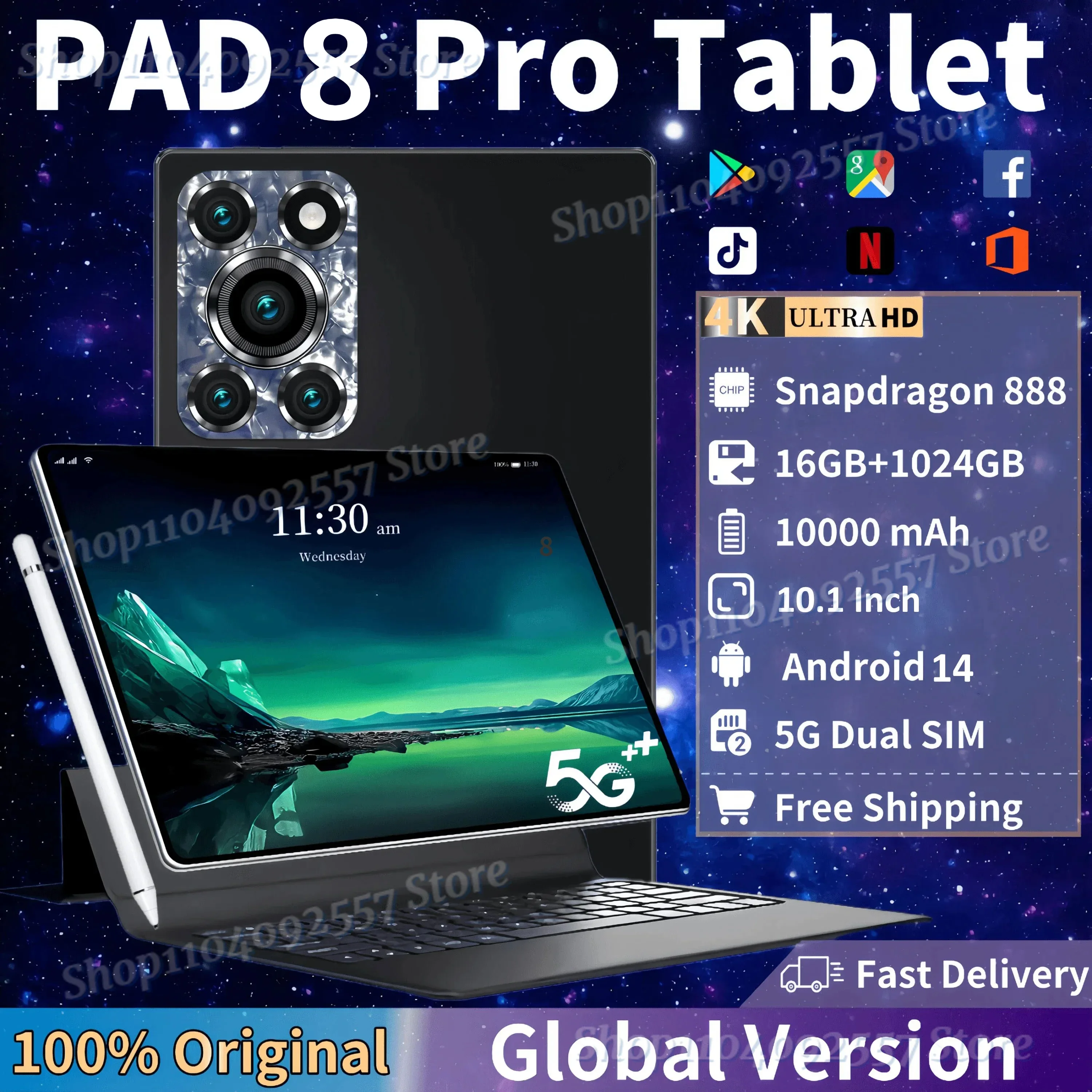 2024 Original Global Version Pad 8 Pro Tablet Android 14 Snapdragon 888 10.1Inch 16GB+1T 10000mAh 5G Dual SIM WiFi GPS Tablets
2024 Original Global Version Pad 8 Pro Tablet Android 14 Snapdragon 888 10.1Inch 16GB+1T 10000mAh 5G Dual SIM WiFi GPS Tablets