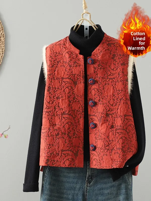 Red Festive Chinese Sle Cotton Lined Warm Vest 2025 Winter Versatile Retro Embroidered New Year eeting Top Women's Faion
Red Festive Chinese Sle Cotton Lined Warm Vest 2025 Winter Versatile Retro Embroidered New Year eeting Top Women's Faion
