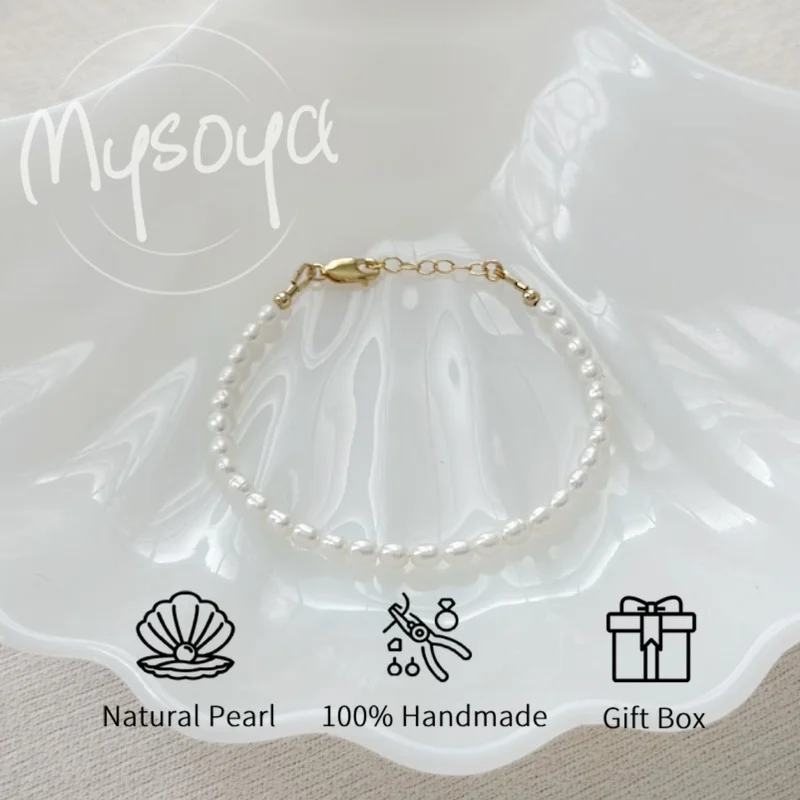 MYSOYA 4-5mm Natural Rice Shape Freshwater Pearl Bracelet For Women And Men With Gift Box Birthday Wedding Anniversary Gift
MYSOYA 4-5mm Natural Rice Shape Freshwater Pearl Bracelet For Women And Men With Gift Box Birthday Wedding Anniversary Gift