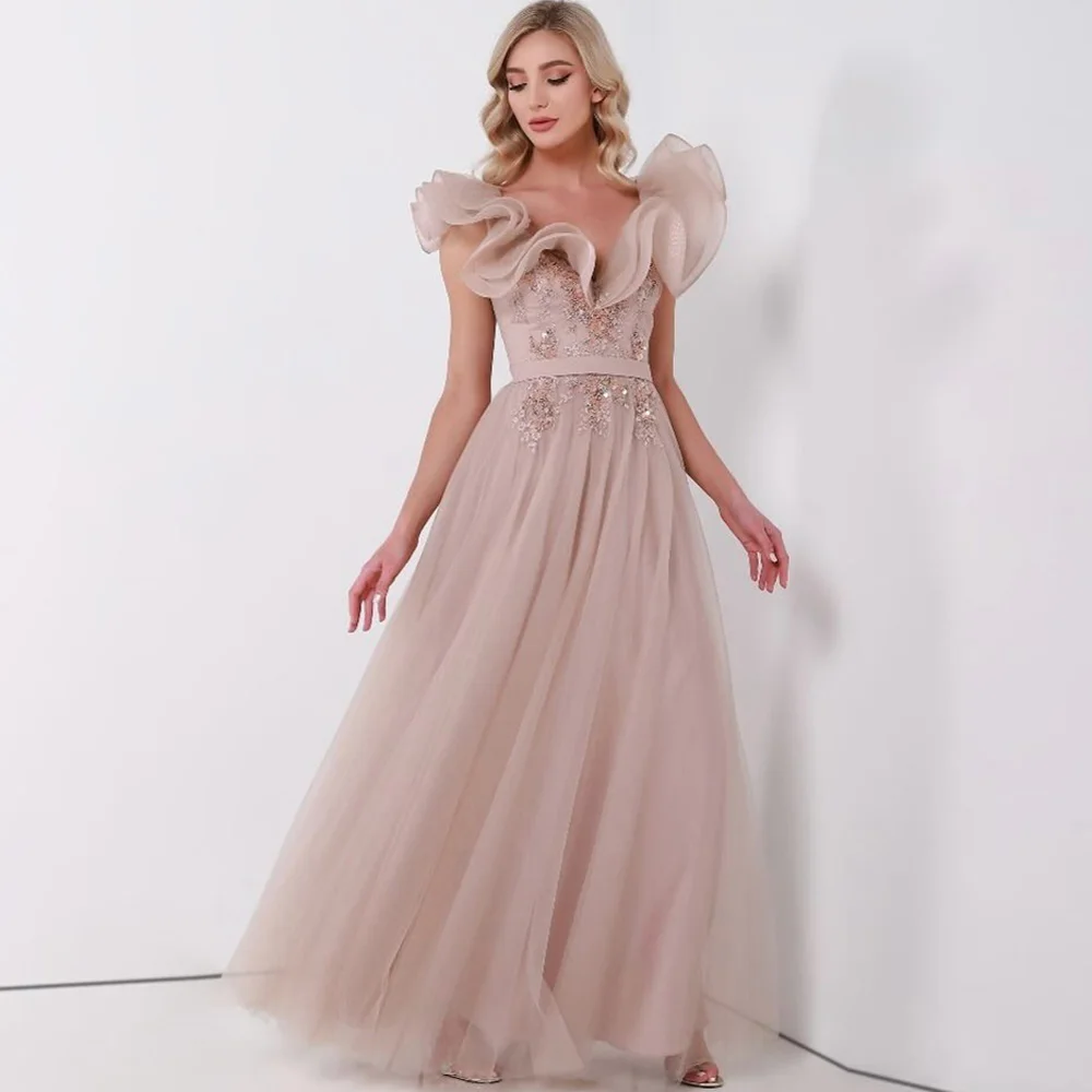 High Quality Tulle A-Line Customized Celebrity Gowns Ruffles Organza Evening Dress Delicate Sequined and Flowers Prom Dresses
High Quality Tulle A-Line Customized Celebrity Gowns Ruffles Organza Evening Dress Delicate Sequined and Flowers Prom Dresses