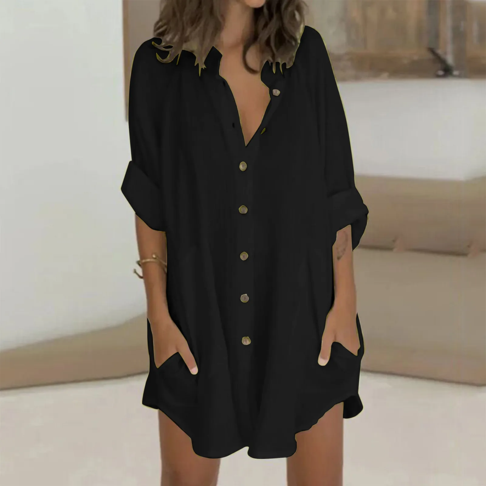Woman Elegant Long Shirt Dress Summer Fashion Single Breasted Irregular Stand Collar Dress With Pocket Office Casual Clothes
Woman Elegant Long Shirt Dress Summer Fashion Single Breasted Irregular Stand Collar Dress With Pocket Office Casual Clothes