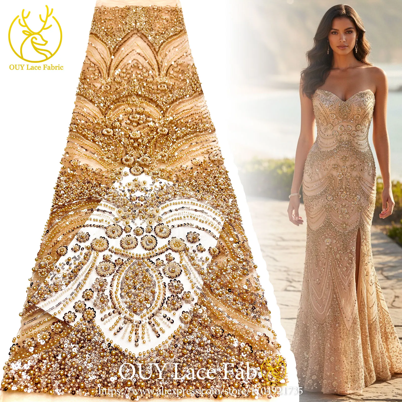 Luxurious African Groom Beaded Lace Fabric 2026 High-Quality Nigerian French Sequined Lace Fabric Suitable for Party Dresses
Luxurious African Groom Beaded Lace Fabric 2026 High-Quality Nigerian French Sequined Lace Fabric Suitable for Party Dresses