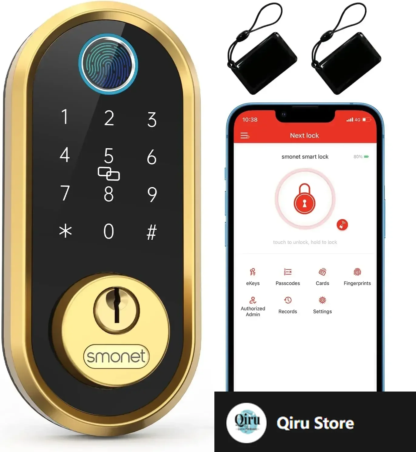 Умный замок SMONET Bluetooth-клавиатура без ключа Smart Deadbolt-Fingerprint Электронный замок с засовом, удаленное использование Ekeys,
Умный замок SMONET Bluetooth-клавиатура без ключа Smart Deadbolt-Fingerprint Электронный замок с засовом, удаленное использование Ekeys,