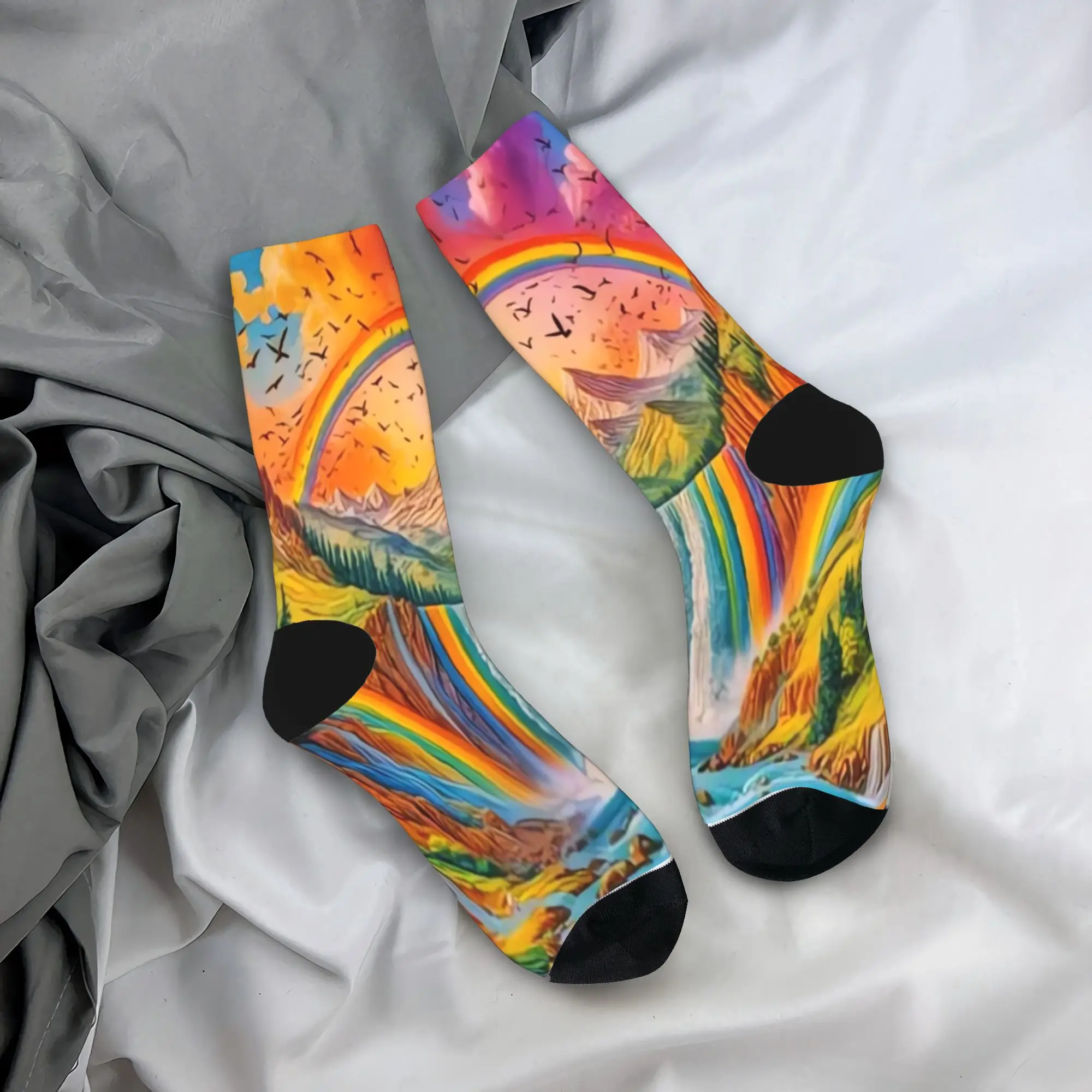 Радужные водопадные художественные носки, забавные чулки, весенние анти-потные носки для пар, качественные носки для скейтборда с графикой
Радужные водопадные художественные носки, забавные чулки, весенние анти-потные носки для пар, качественные носки для скейтборда с графикой
