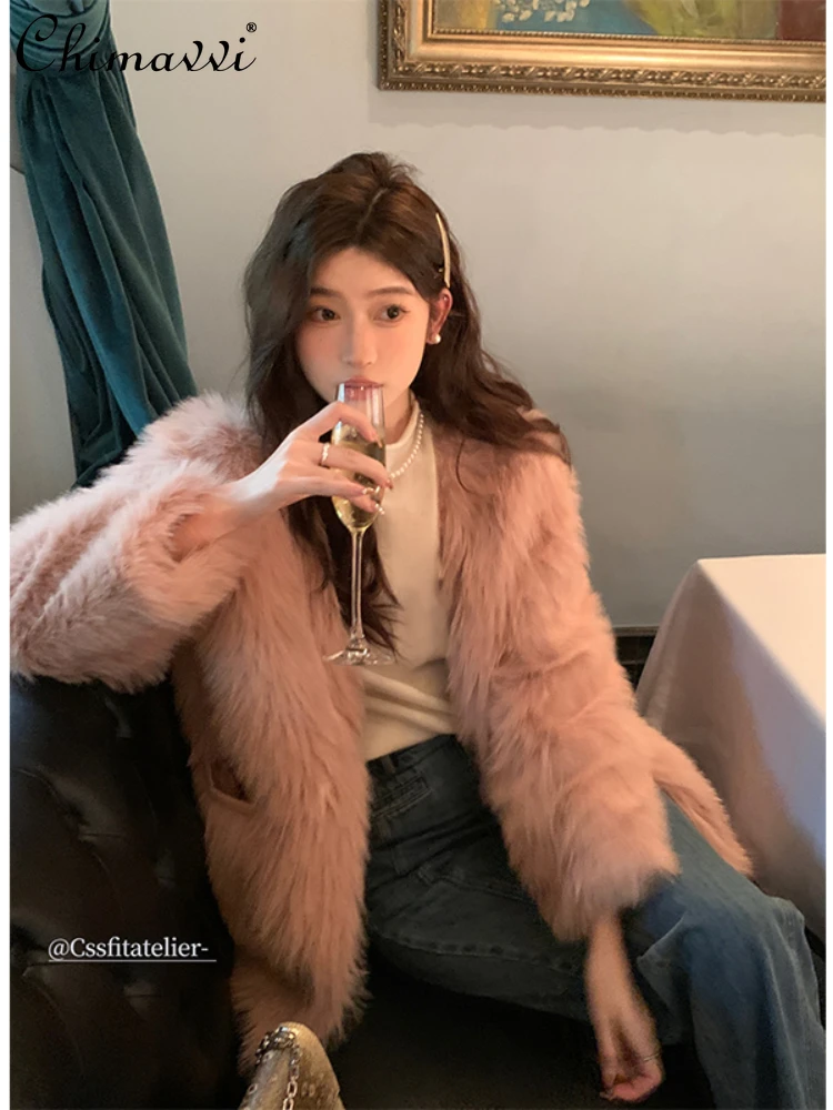 Sweet Cute Women's Long Sleeve V-neck Faux Fur Coat Autumn Winter Fashion All-Match Commuter Style Elegant Slim Faux Fur Jackets
Sweet Cute Women's Long Sleeve V-neck Faux Fur Coat Autumn Winter Fashion All-Match Commuter Style Elegant Slim Faux Fur Jackets