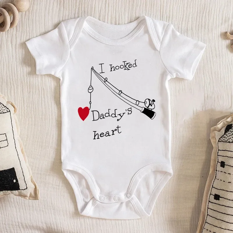 I Hooked Daddy's Heart Printed Baby Bodysuit Cute Newborn Summer Romper Boys Girlls Short Sleeve Jumpsuit
I Hooked Daddy's Heart Printed Baby Bodysuit Cute Newborn Summer Romper Boys Girlls Short Sleeve Jumpsuit