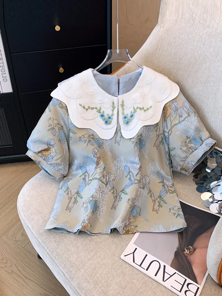 plus Size Retro Summer New Style Doll Collar Bubble Sleeve Shirt Women's Chinese Style Small Fragrance Style Top for Women
plus Size Retro Summer New Style Doll Collar Bubble Sleeve Shirt Women's Chinese Style Small Fragrance Style Top for Women