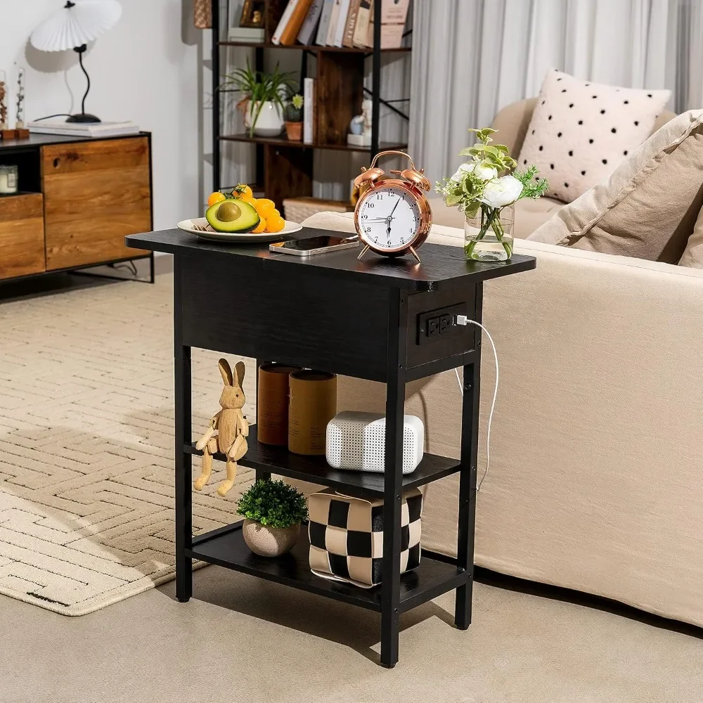 End Table w/Charging Station, Flip Top Side Table with USB Ports and Outlets, Narrow Nightstand with Storage Shelves,nightstands
End Table w/Charging Station, Flip Top Side Table with USB Ports and Outlets, Narrow Nightstand with Storage Shelves,nightstands