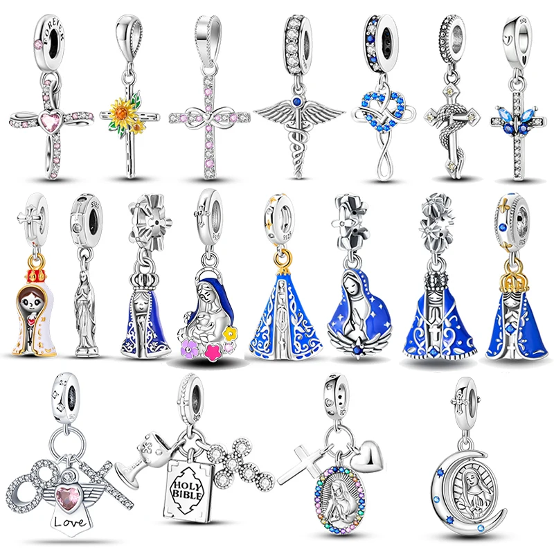 925 Sterling Silver Virgin of Guadalupe Motif Dangle Cross Pendant Beads Fit Original Charms Bracelet Women DIY Jewelry
925 Sterling Silver Virgin of Guadalupe Motif Dangle Cross Pendant Beads Fit Original Charms Bracelet Women DIY Jewelry