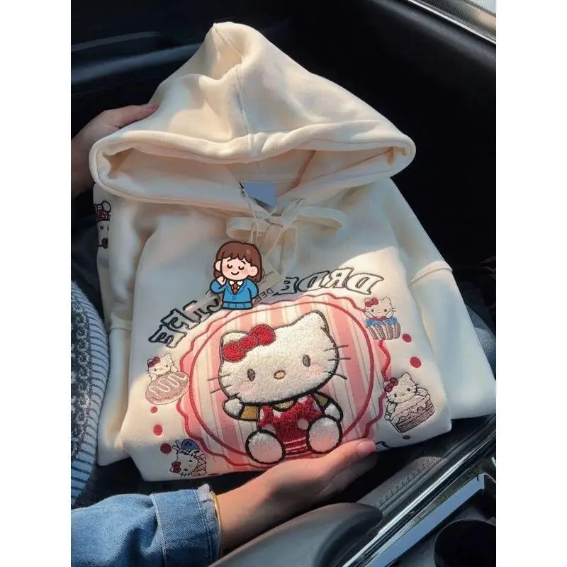 Толстовка Sanrio Sweet с капюшоном для женщин, осенне-зимняя новинка, молодежная, с вышивкой Hello Kitty, свободного кроя, в стиле Lazy Cartoon
Толстовка Sanrio Sweet с капюшоном для женщин, осенне-зимняя новинка, молодежная, с вышивкой Hello Kitty, свободного кроя, в стиле Lazy Cartoon