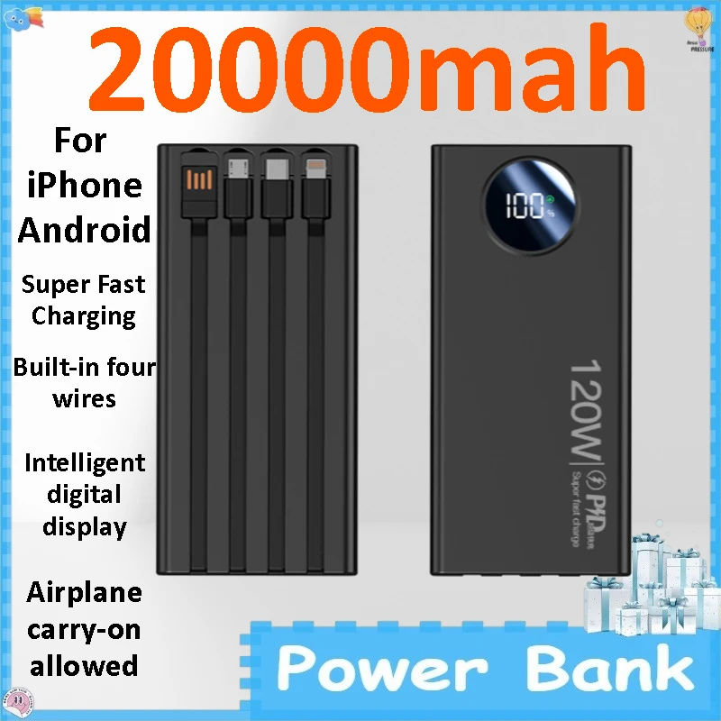20000mAh PD Powerbank Built-in Four Wires Ultra Portable Fast Charging Mobile Power Charger for All Phones
20000mAh PD Powerbank Built-in Four Wires Ultra Portable Fast Charging Mobile Power Charger for All Phones
