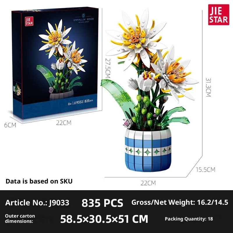 JIE STAR-9033 Epiphyllum Pottery Bouquet Set Chinese Building Blocks Toys Cross border
JIE STAR-9033 Epiphyllum Pottery Bouquet Set Chinese Building Blocks Toys Cross border