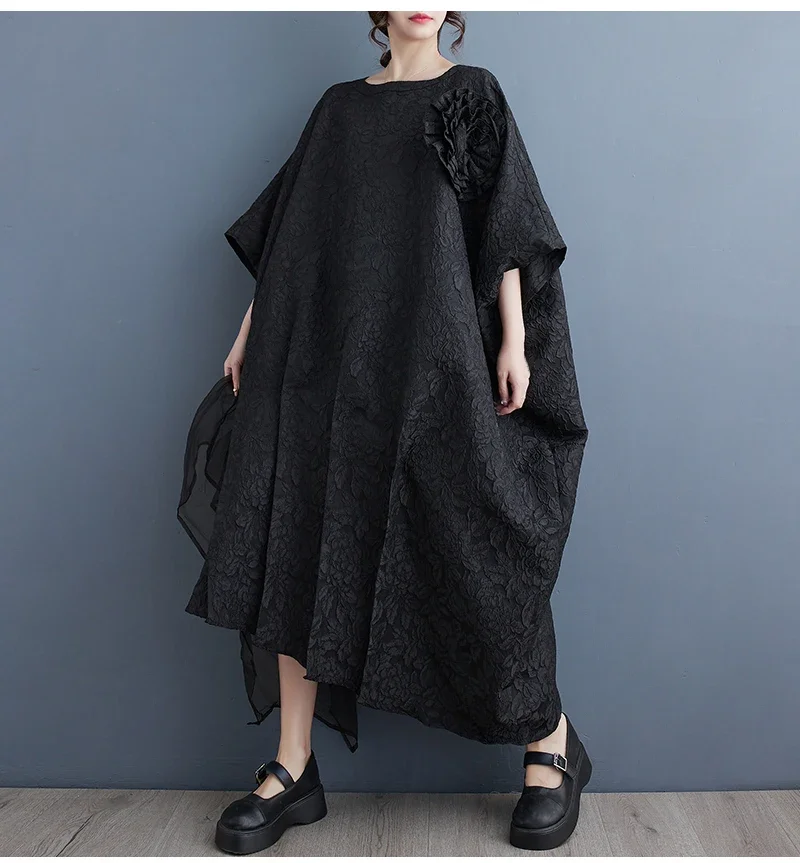 Patchwork Batwing Sleeve Dresses Asymmetrical Solid Color Three-dimensional Decoration Loose Dress Spring
Patchwork Batwing Sleeve Dresses Asymmetrical Solid Color Three-dimensional Decoration Loose Dress Spring