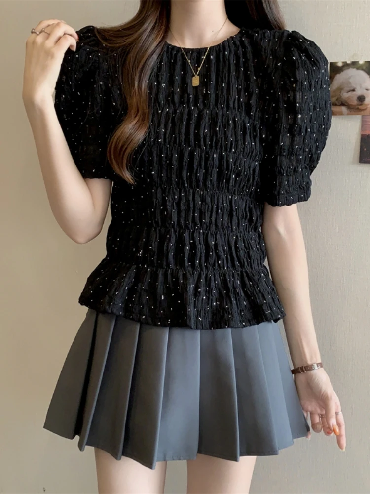 Elegant Short Sleeve Shirt Women's Summer Fashion plus Size Slimming Waist Pleated Top Belly Concealing Stylish Cute Little S...
Elegant Short Sleeve Shirt Women's Summer Fashion plus Size Slimming Waist Pleated Top Belly Concealing Stylish Cute Little S...
