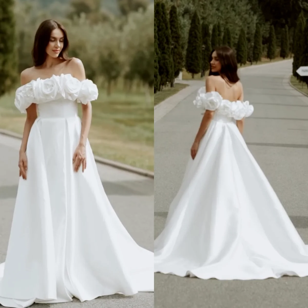 Изысканное свадебное платье А-силуэта из атласа с 3D-розами и открытыми плечами, модель 2025 года, роскошное свадебное платье больших размеров (Vestido De Novia)
Изысканное свадебное платье А-силуэта из атласа с 3D-розами и открытыми плечами, модель 2025 года, роскошное свадебное платье больших размеров (Vestido De Novia)