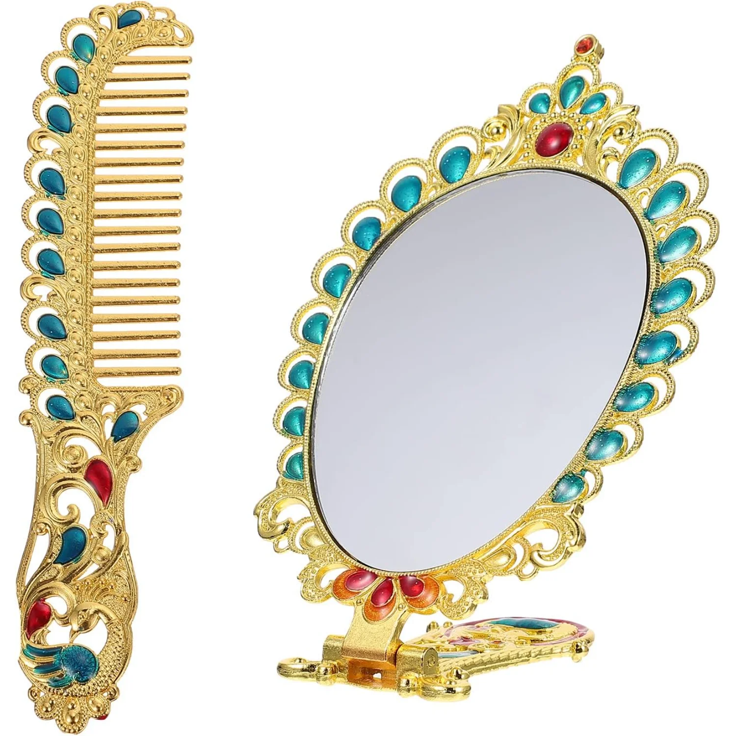 Vintage Peacock Comb Set, Vanity Comb Set, Metal Makeup Set, Foldable Retro Makeup Comb Set for Girls 1 Set (Silver)
Vintage Peacock Comb Set, Vanity Comb Set, Metal Makeup Set, Foldable Retro Makeup Comb Set for Girls 1 Set (Silver)