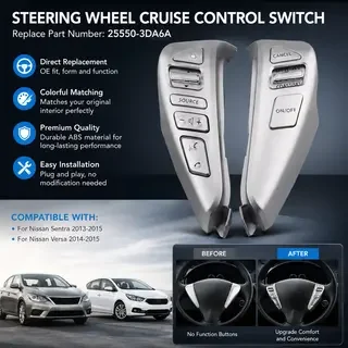 2026 New Color Steering Wheel Buttons 25550-3DA6A Cruise Control Switch For Nissan Sentra 2013-2015 For Nissan Versa 2014-2015
2026 New Color Steering Wheel Buttons 25550-3DA6A Cruise Control Switch For Nissan Sentra 2013-2015 For Nissan Versa 2014-2015