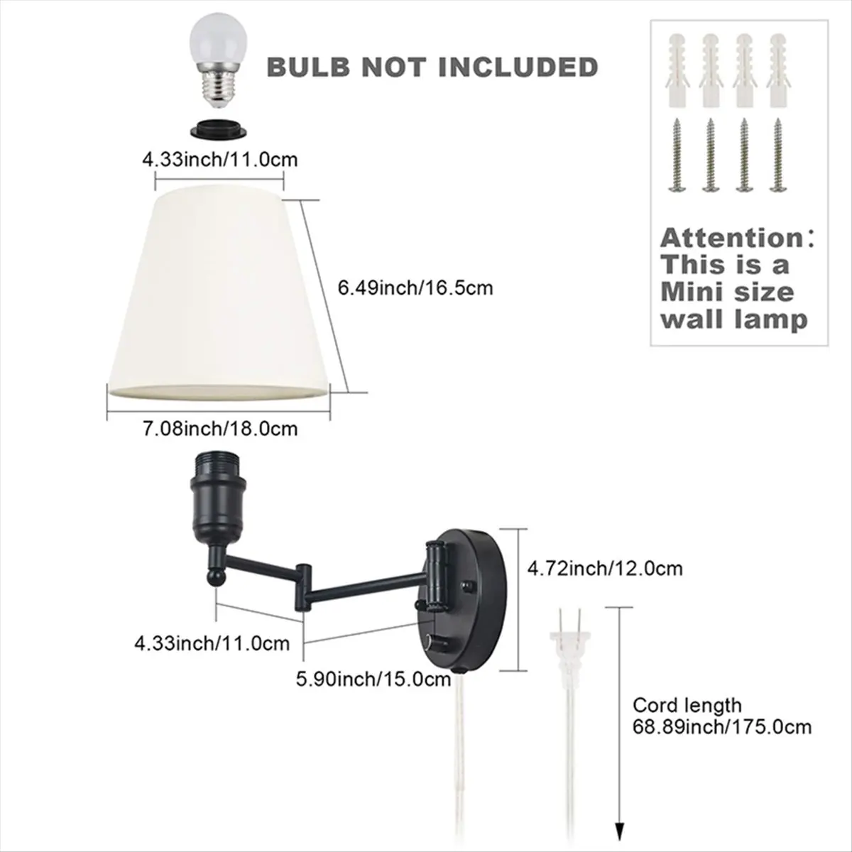 *BAAY Swing Arm Wall Lamp Plug in Wall Mount Opaque Linen Shade 2-Way Cord Covers Bedroom Lighting (1 Light)
*BAAY Swing Arm Wall Lamp Plug in Wall Mount Opaque Linen Shade 2-Way Cord Covers Bedroom Lighting (1 Light)