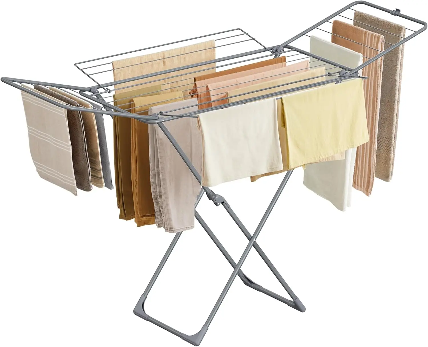 Clothes Drying Rack, Metal Laundry Airer with 4 Gullwings, Foldable Free-Standing for Indoor Outdoor Use, Space-Saving for Bed
Clothes Drying Rack, Metal Laundry Airer with 4 Gullwings, Foldable Free-Standing for Indoor Outdoor Use, Space-Saving for Bed
