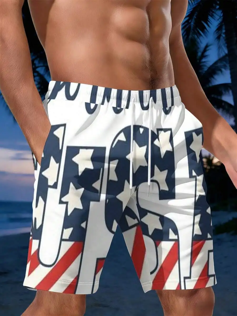 Bold Stars And Stripes Print Mens Summer Beach Shorts Casual Outdoor Swimwear For Patriotic Fans
Bold Stars And Stripes Print Mens Summer Beach Shorts Casual Outdoor Swimwear For Patriotic Fans