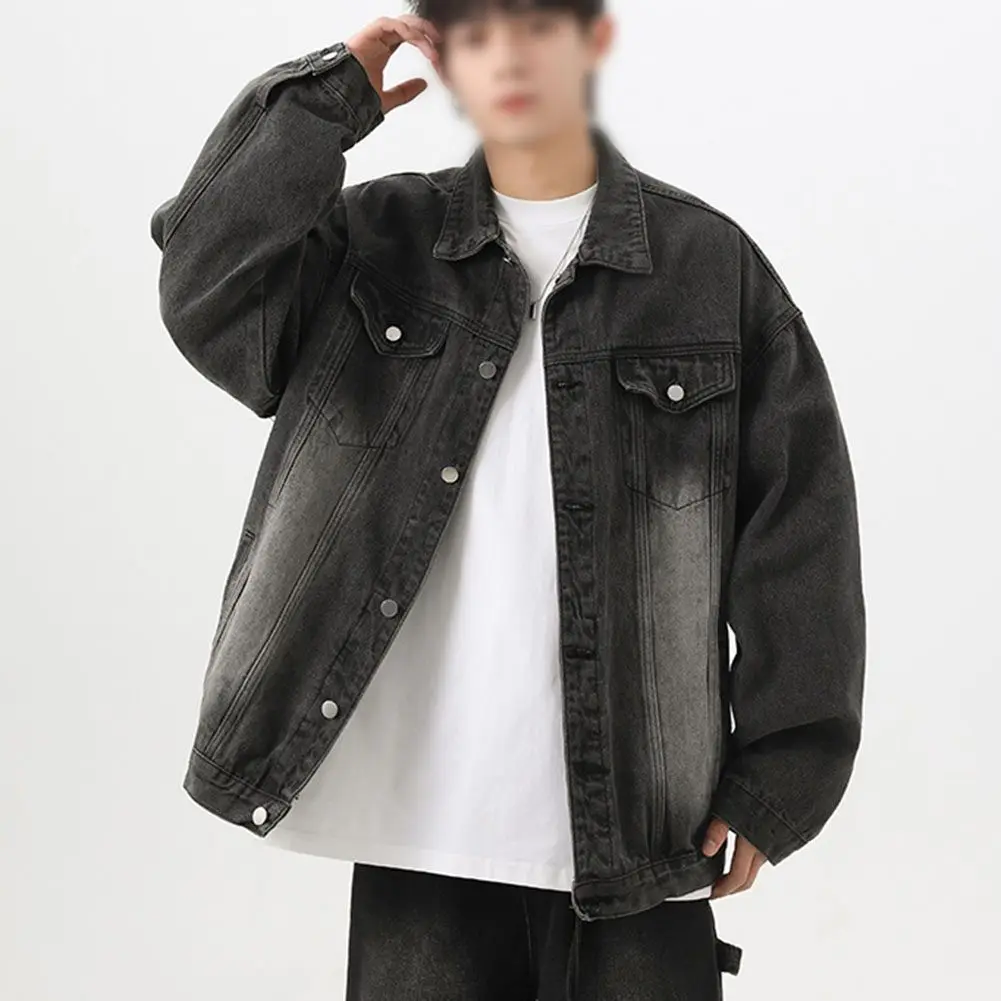 Loose Fit Fashion Jacket Casual Loose Fit Outerwear M Retro Blue Distressed Washed Jacket Turn-down Collar Long Sleeve Style
Loose Fit Fashion Jacket Casual Loose Fit Outerwear M Retro Blue Distressed Washed Jacket Turn-down Collar Long Sleeve Style