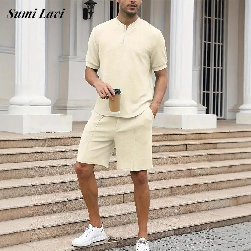 Vintage Waffle Plaid 2 Piece Sets Men Casual Short Sleeve Stand Collar Tops And Shorts Outfits Mens Clothing Leisure Solid Suits
Vintage Waffle Plaid 2 Piece Sets Men Casual Short Sleeve Stand Collar Tops And Shorts Outfits Mens Clothing Leisure Solid Suits