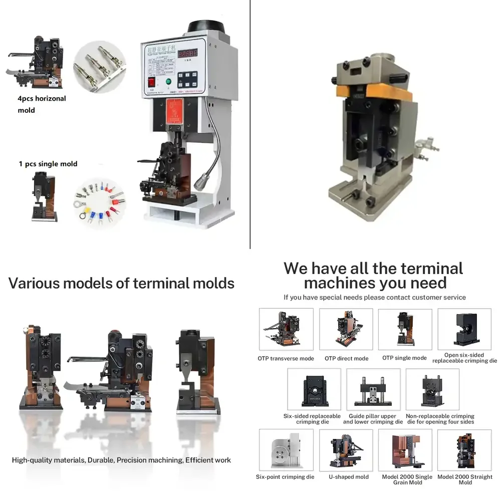 2T Terminal Machine with 4 Horizontal Molds and 1 Single Mold for SWH-21T-P1.1 SWH-41T-P1.1 SXX-001T-P0.6 SXX-002T-P0.6
2T Terminal Machine with 4 Horizontal Molds and 1 Single Mold for SWH-21T-P1.1 SWH-41T-P1.1 SXX-001T-P0.6 SXX-002T-P0.6